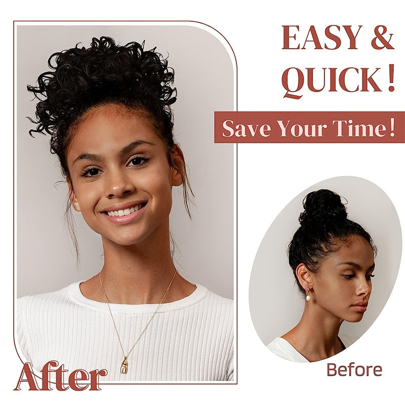 Afro Puff Drawstring Ponytail Extensions Short Kinky Curly Scrunchie Messy Bun Pony Tail Hair Piece Extra Thick Wavy Pony Tails Synthetic Soft Pineapple Updo Hairpiece 8inch/20cm Black, Blonde, Brown, Gray Ombre For Christmas Party Daily Use