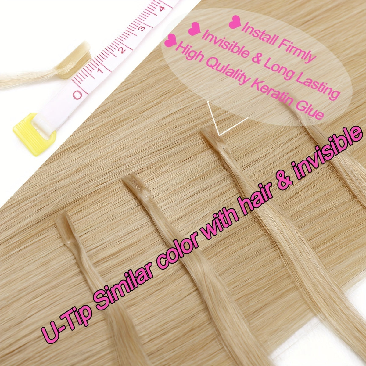 50 Strands/ 50 Gram Keratin Fushion Human Hair Extensions 100% Real Hair U tip Extensions Keratin U Tip Hair Extensions Nail Tips 40.64cm-60.96cm Pre Bonded U Tip Hair Extensions Human Hair