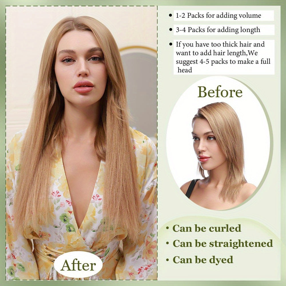 50g/pack 20pcs Tape In Human Hair Extensions 100% Brazilian Human Hair Tape In Extensions Straight Light Beige Weft 100% Remy Seamless Design Human Hair Extensions for Women 35.56-60.96 cm Date Gift Cosplay