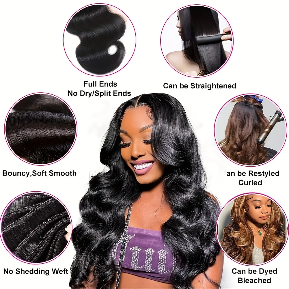 12A Body Wave Bundles Human Hair Human Hair Bundles 100% Unprocessed Brazilian Virgin Hair 3 Bundles Weave for Women Natural Color