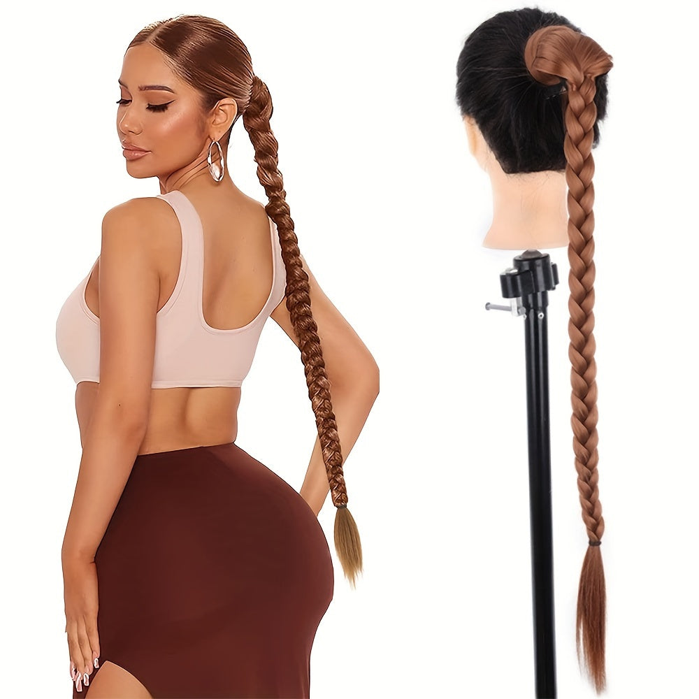 ISIGROSI Handcrafted Twist Braid Ponytail Extension - Versatile Fishbone Style for Women, Easy Wrap-Around Design
