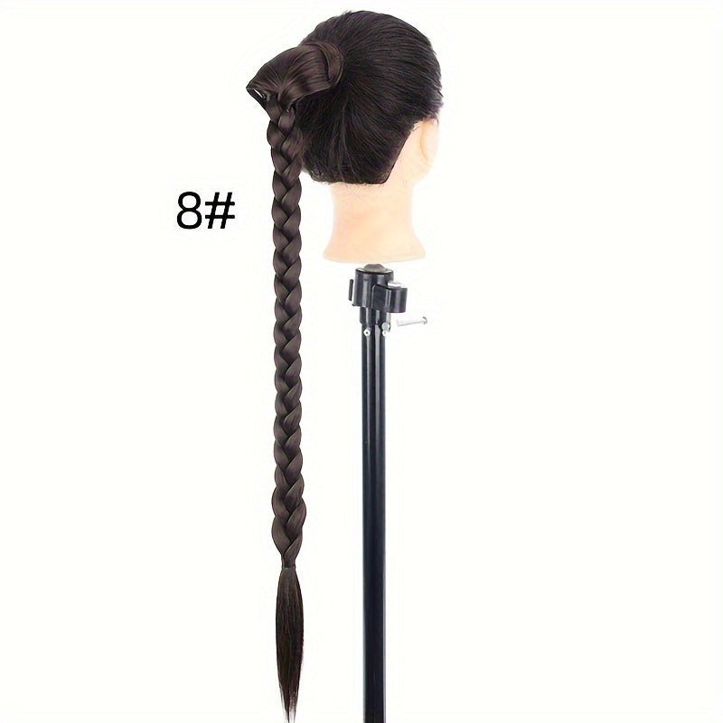 ISIGROSI Handcrafted Twist Braid Ponytail Extension - Versatile Fishbone Style for Women, Easy Wrap-Around Design