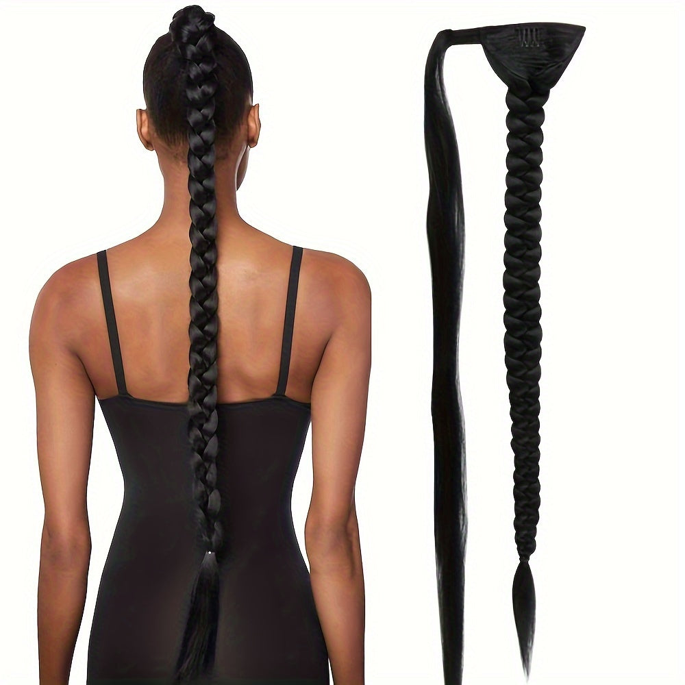 ISIGROSI Handcrafted Twist Braid Ponytail Extension - Versatile Fishbone Style for Women, Easy Wrap-Around Design