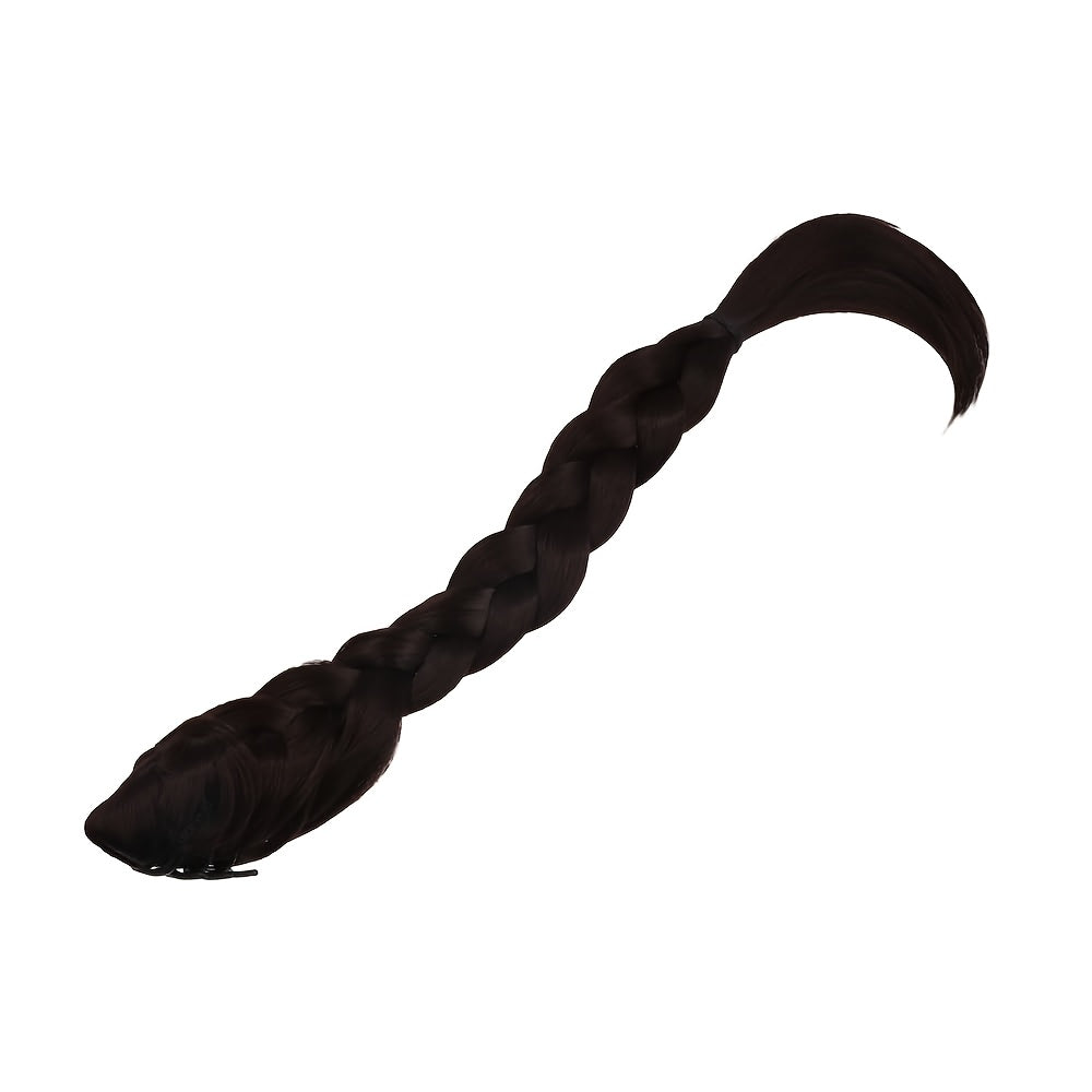 Synthetic High Ponytail Braid Extension, Clip-in Half-Tied Long Curly Hairpiece, Natural Fluffy New Chinese Style Braided Twist, High-Temperature Fiber, Safe Clips for All Hair Type