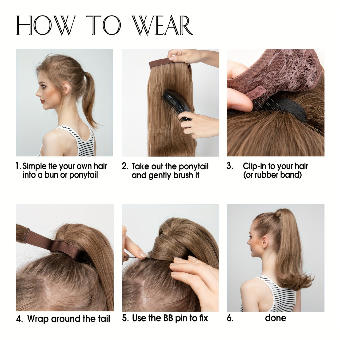 Straight Hair Ponytail Extension with Combs - SARLA Brand - Suitable for White Women - Stylish and Durable