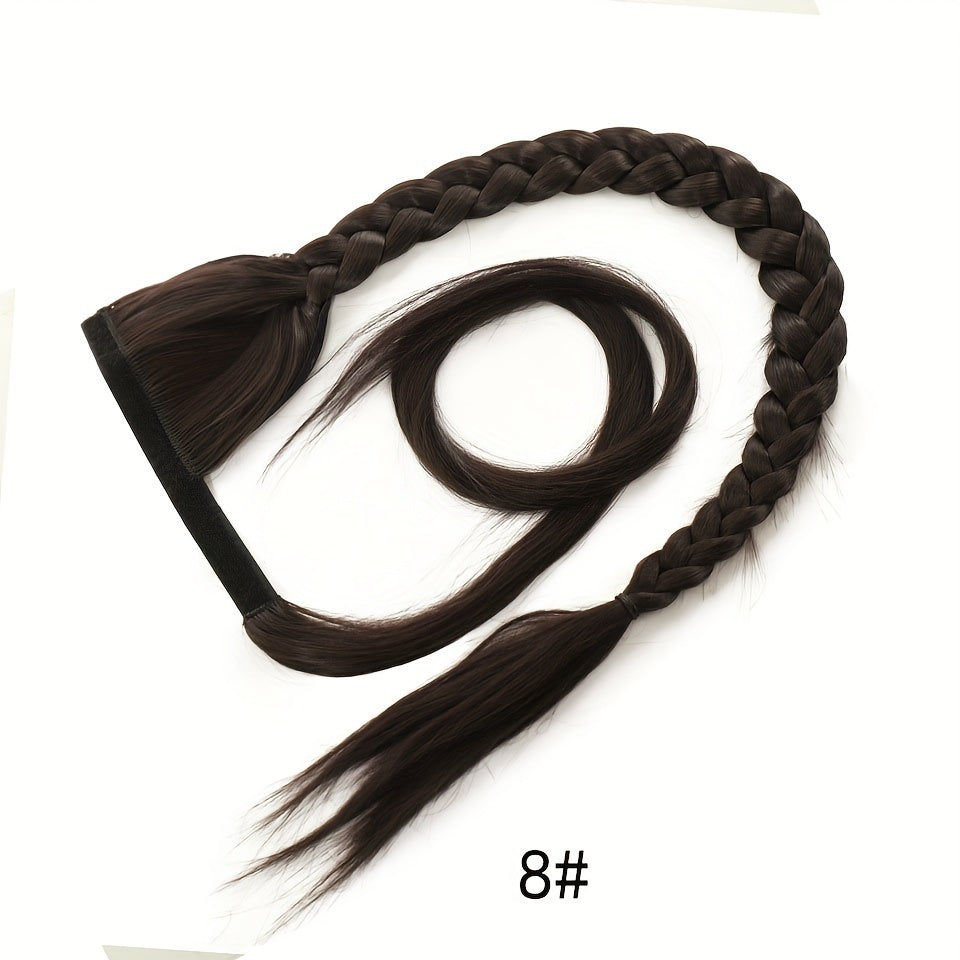 ISIGROSI Handcrafted Twist Braid Ponytail Extension - Versatile Fishbone Style for Women, Easy Wrap-Around Design