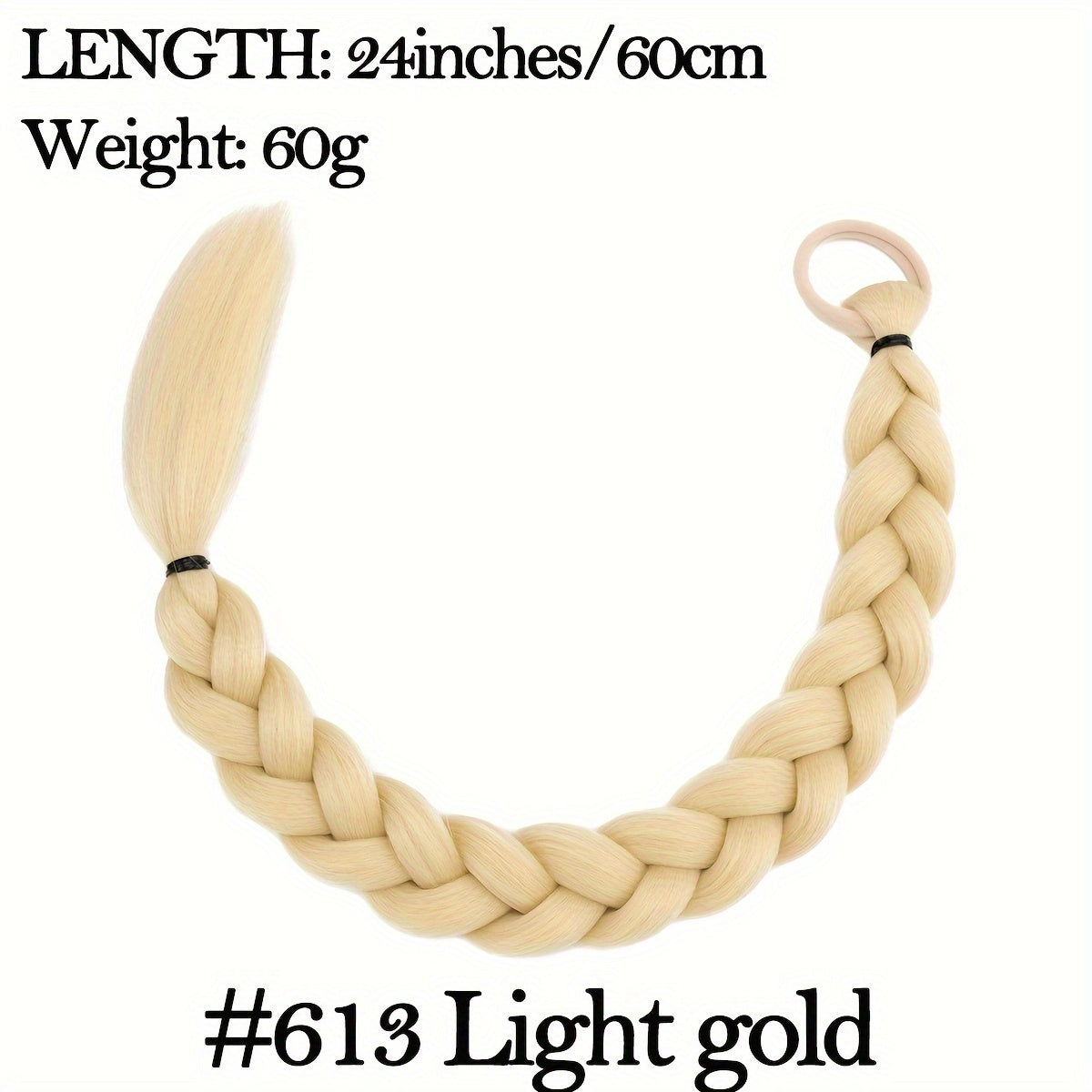 BENEHAIR Long Braid Ponytail Extension With Hair Tie Straight Soft Synthetic Hair Pieces Hair Extensions Braid Pony Tail Fluffy Natural Soft Synthetic Hairpieces For Women Daily Wear, 60.96 cm 1Pcs