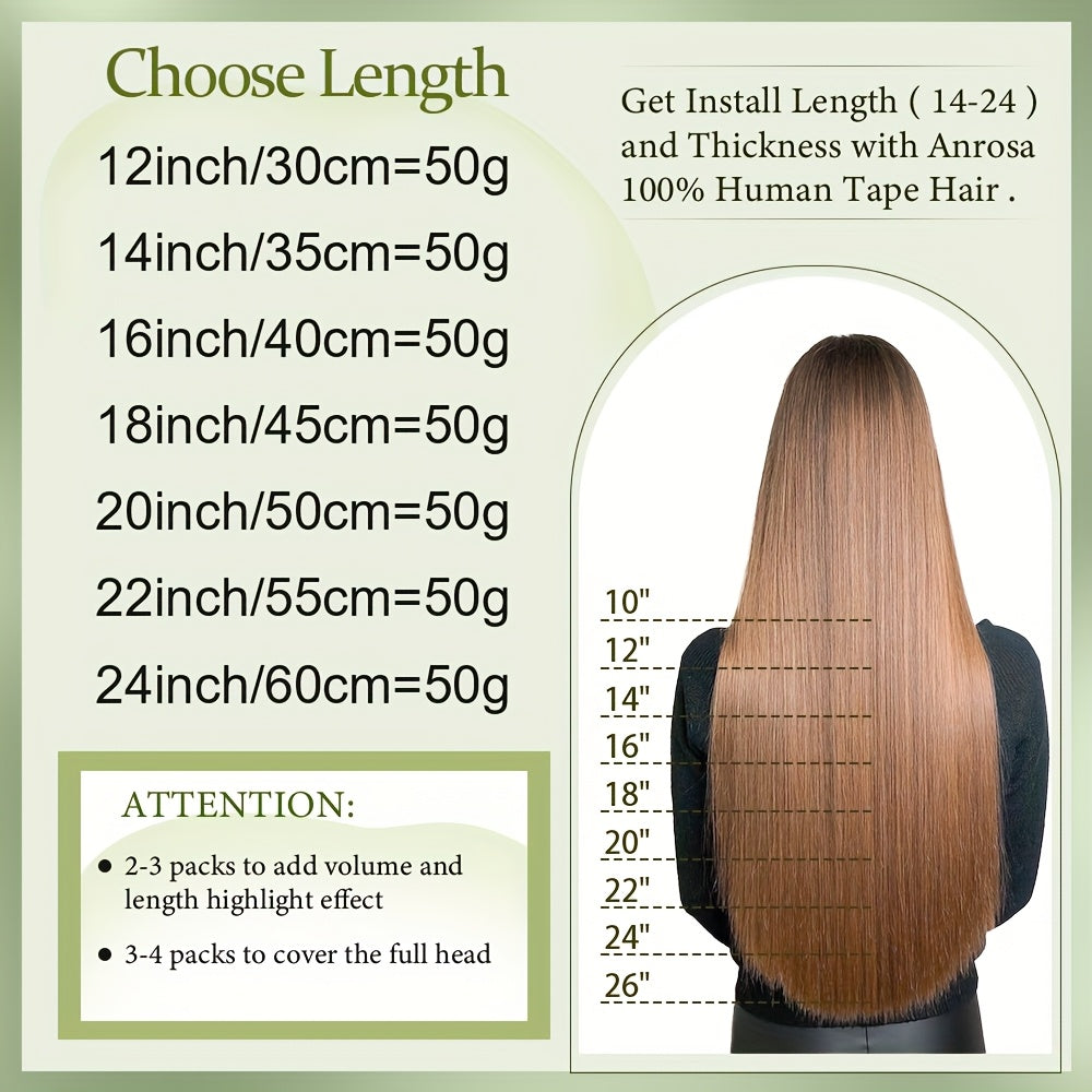 50g/pack 20pcs Tape In Human Hair Extensions 100% Brazilian Human Hair Tape In Extensions Straight Light Beige Weft 100% Remy Seamless Design Human Hair Extensions for Women 35.56-60.96 cm Date Gift Cosplay