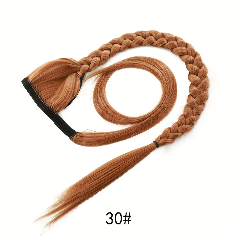 ISIGROSI Handcrafted Twist Braid Ponytail Extension - Versatile Fishbone Style for Women, Easy Wrap-Around Design