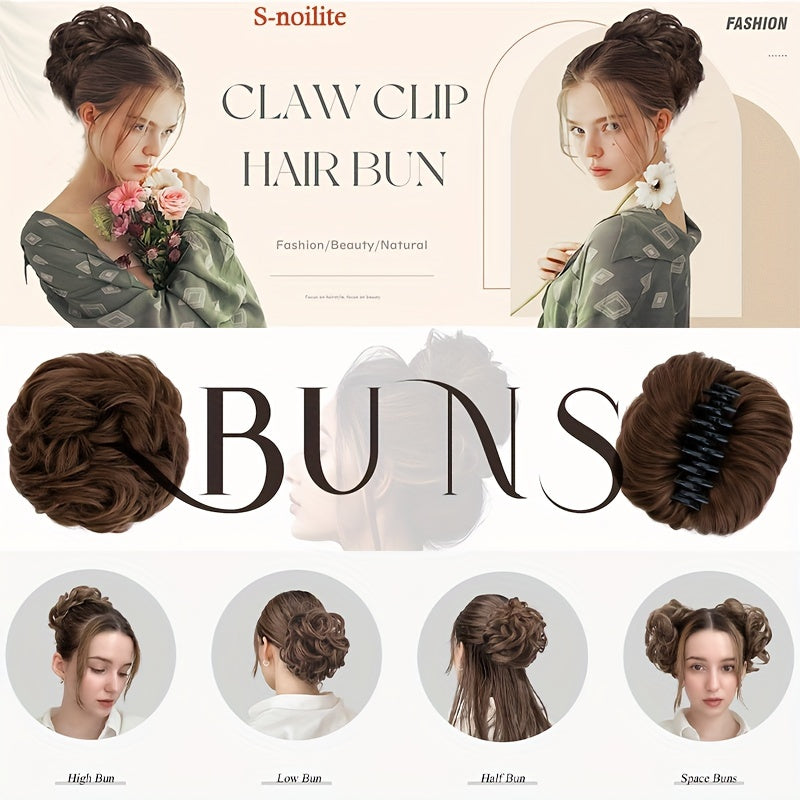 Curly Messy Bun Hair Extension - Easy Stretch, Claw Clip-In Ponytail, Scrunchie Chignon Tray, Soft Hairpieces For Women - Daily, Wedding, Party Use With No Damage, No Shedding, No Tangle Guarantee