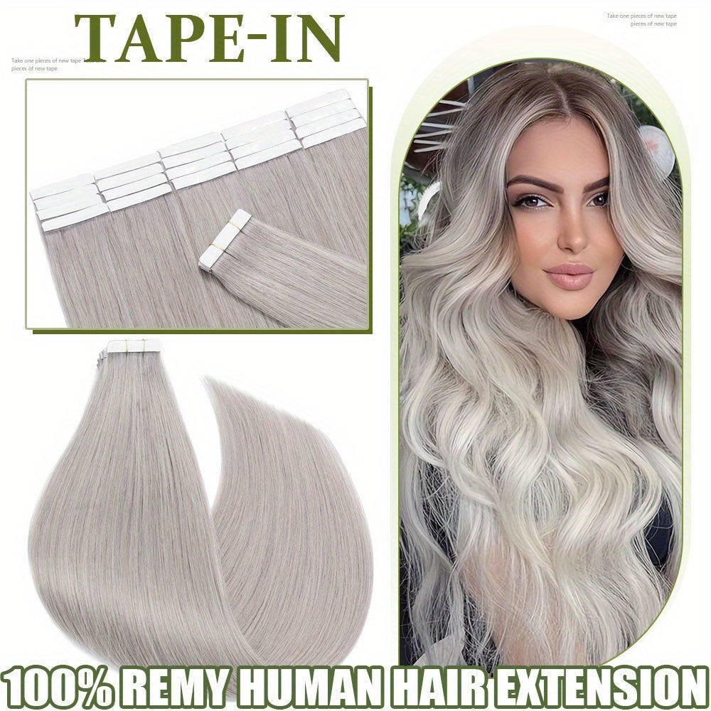 50g/pack 20pcs Tape In Human Hair Extensions 100% Brazilian Human Hair Tape In Extensions Straight Light Beige Weft 100% Remy Seamless Design Human Hair Extensions for Women 35.56-60.96 cm Date Gift Cosplay