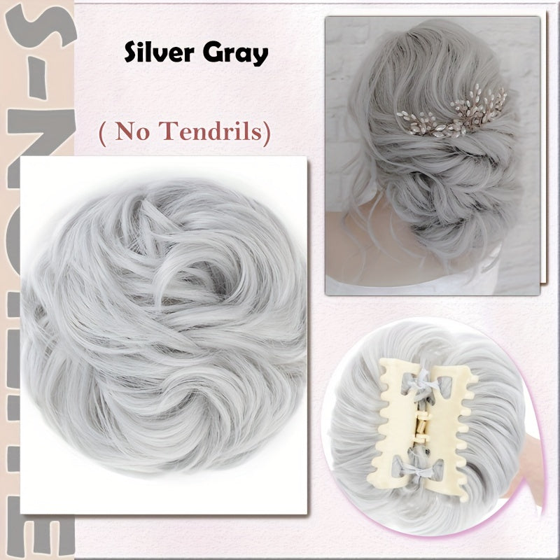 Curly Messy Bun Hair Extension - Easy Stretch, Claw Clip-In Ponytail, Scrunchie Chignon Tray, Soft Hairpieces For Women - Daily, Wedding, Party Use With No Damage, No Shedding, No Tangle Guarantee