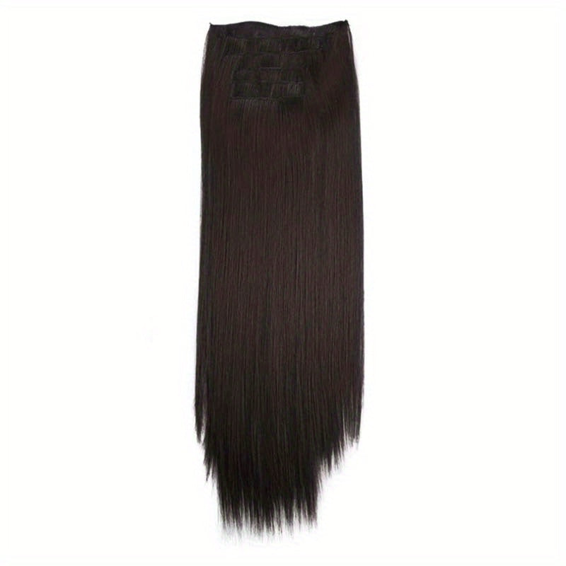 16pcs Long Straight Hair Extensions for Women, Clip-In Synthetic Hairpieces, Natural Look, Easy to Use, Hair Styling Accessories