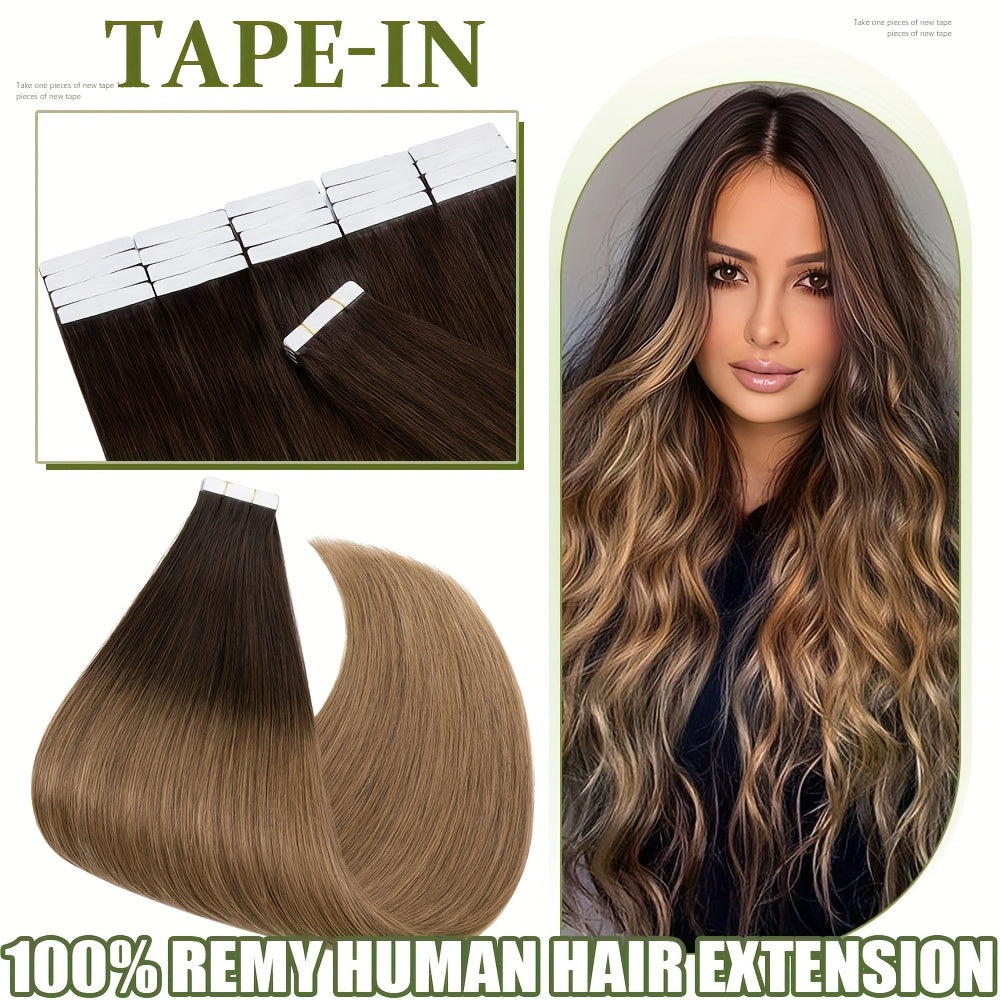 50g/pack 20pcs Tape In Human Hair Extensions 100% Brazilian Human Hair Tape In Extensions Straight Light Beige Weft 100% Remy Seamless Design Human Hair Extensions for Women 35.56-60.96 cm Date Gift Cosplay