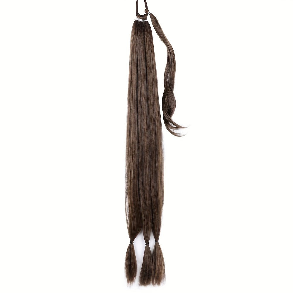 1pc Elegant 81.28 cm Long Straight Braid Ponytail Extension, High Temperature Fiber Synthetic Hairpiece with Elastic Tie for Women, Daily Use, Versatile Hairpiece|Elegant Braid|Elastic Tie Attachment, Hair Accessories