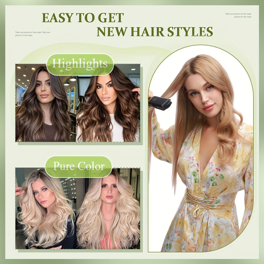 50g/pack 20pcs Tape In Human Hair Extensions 100% Brazilian Human Hair Tape In Extensions Straight Light Beige Weft 100% Remy Seamless Design Human Hair Extensions for Women 35.56-60.96 cm Date Gift Cosplay