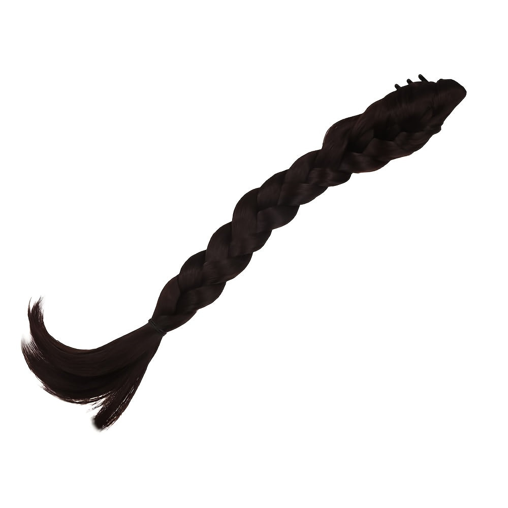 Synthetic High Ponytail Braid Extension, Clip-in Half-Tied Long Curly Hairpiece, Natural Fluffy New Chinese Style Braided Twist, High-Temperature Fiber, Safe Clips for All Hair Type