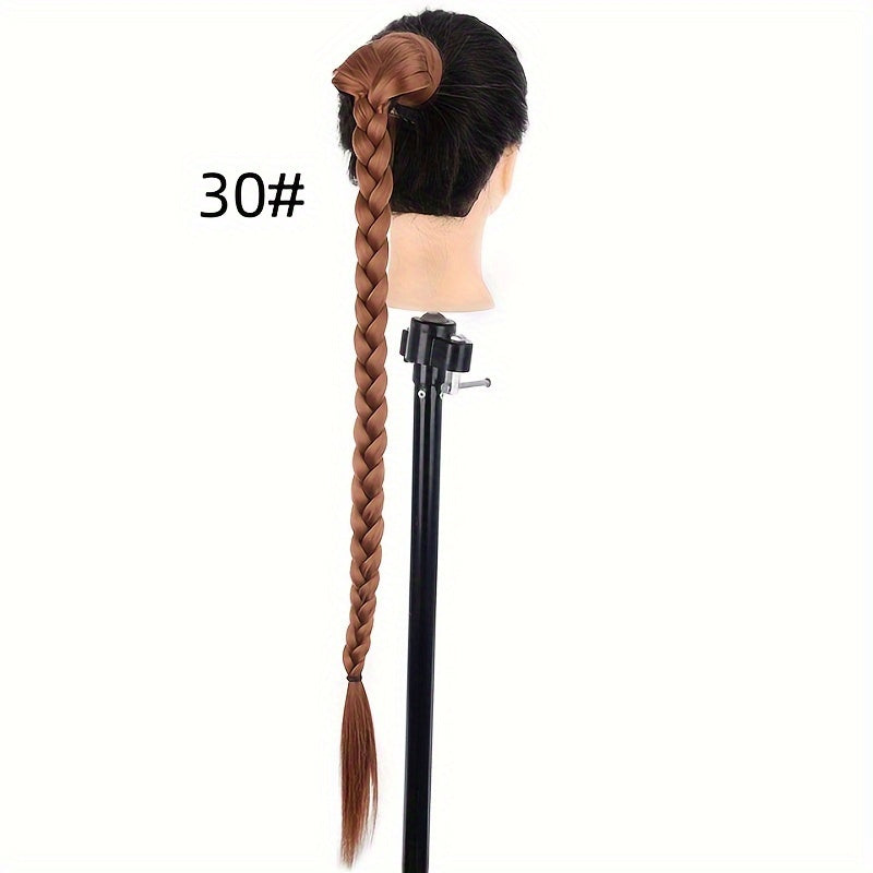 ISIGROSI Handcrafted Twist Braid Ponytail Extension - Versatile Fishbone Style for Women, Easy Wrap-Around Design