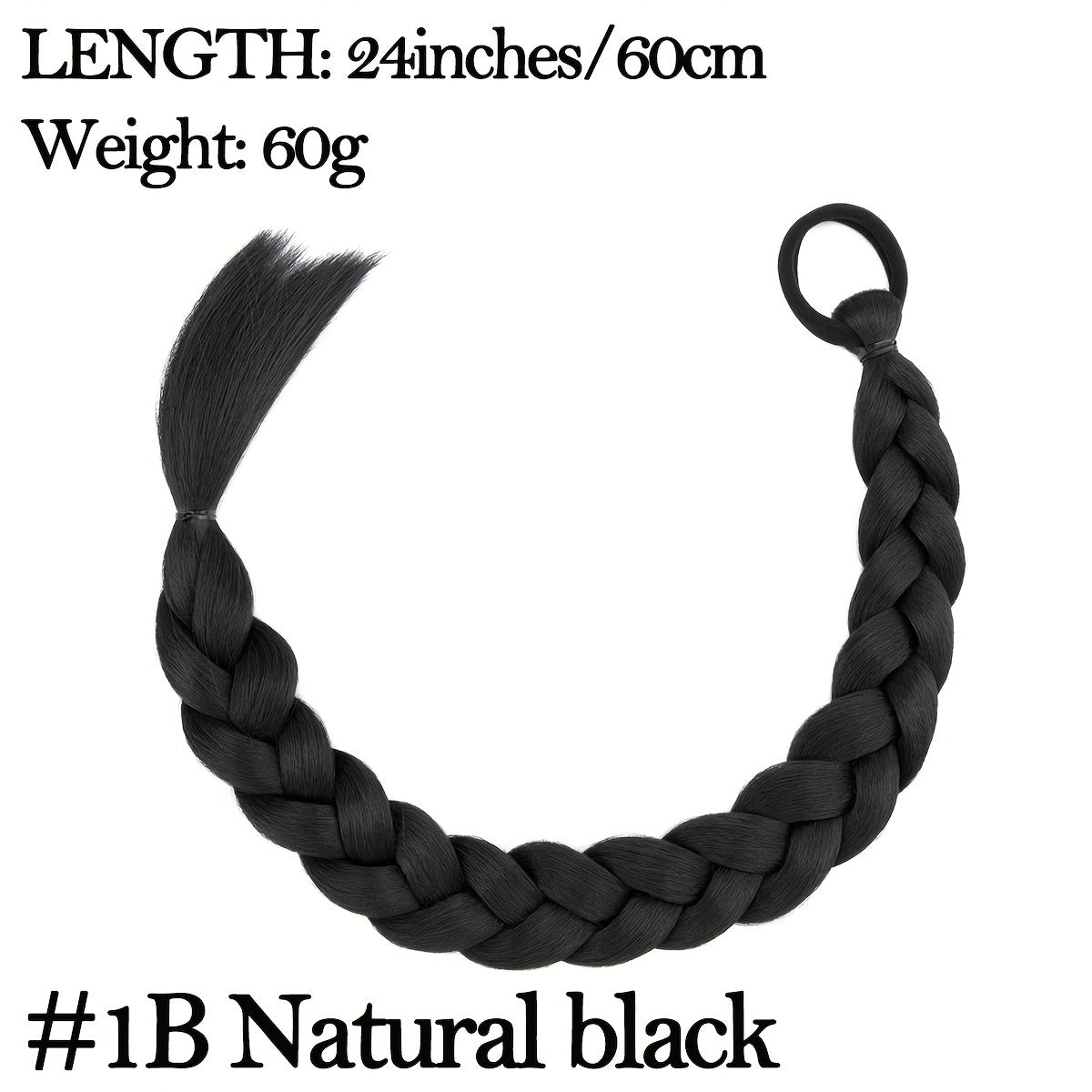 BENEHAIR Long Braid Ponytail Extension With Hair Tie Straight Soft Synthetic Hair Pieces Hair Extensions Braid Pony Tail Fluffy Natural Soft Synthetic Hairpieces For Women Daily Wear, 60.96 cm 1Pcs