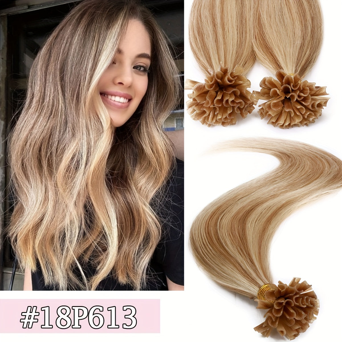 50 Strands/ 50 Gram Keratin Fushion Human Hair Extensions 100% Real Hair U tip Extensions Keratin U Tip Hair Extensions Nail Tips 40.64cm-60.96cm Pre Bonded U Tip Hair Extensions Human Hair
