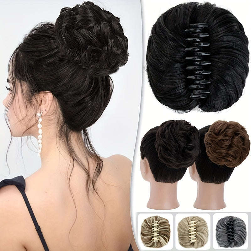 Curly Messy Bun Hair Extension - Easy Stretch, Claw Clip-In Ponytail, Scrunchie Chignon Tray, Soft Hairpieces For Women - Daily, Wedding, Party Use With No Damage, No Shedding, No Tangle Guarantee