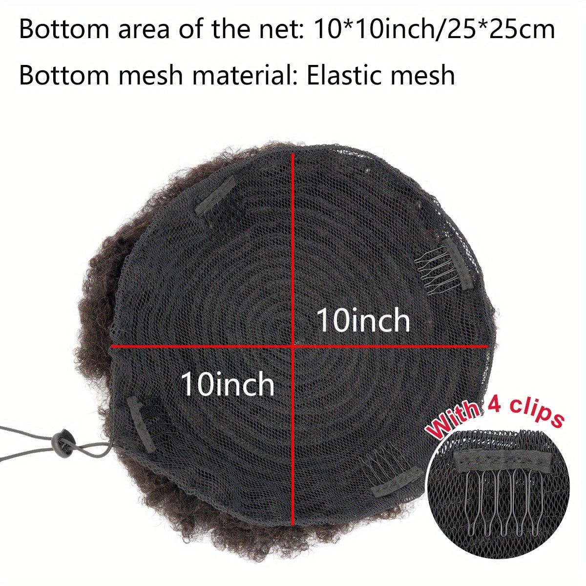 100% Human Hair Afro Hair Extensions Ponytail Hairpieces Drawstring Hairpieces Short Curly Afro Hairpieces 25.4 cm Large Net