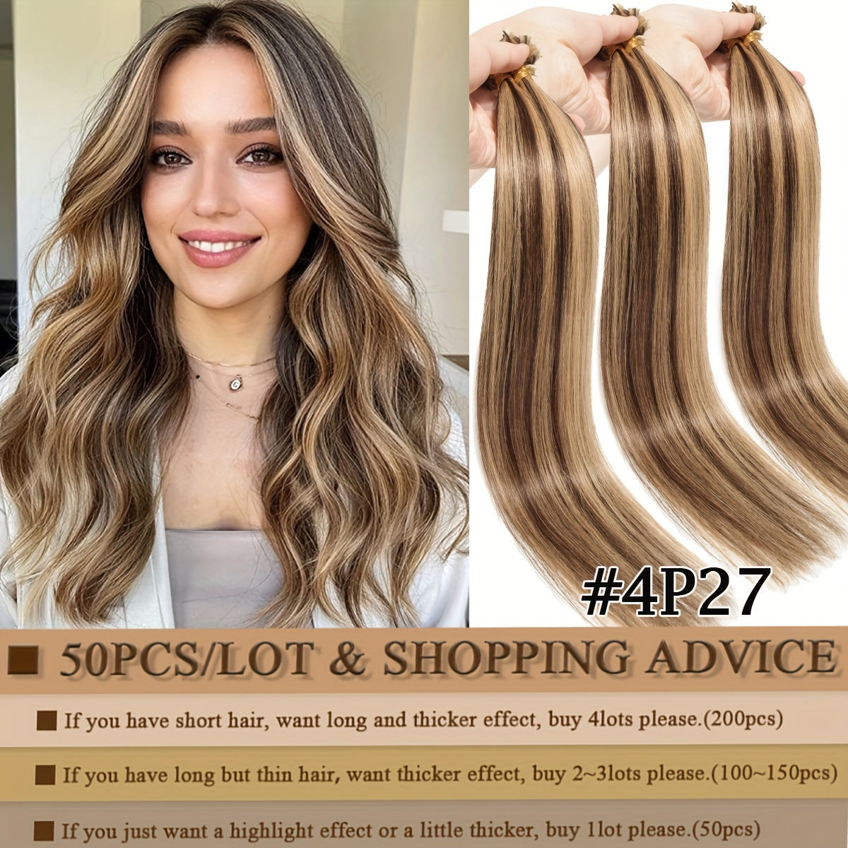 50 Strands/ 50 Gram Keratin Fushion Human Hair Extensions 100% Real Hair U tip Extensions Keratin U Tip Hair Extensions Nail Tips 40.64cm-60.96cm Pre Bonded U Tip Hair Extensions Human Hair