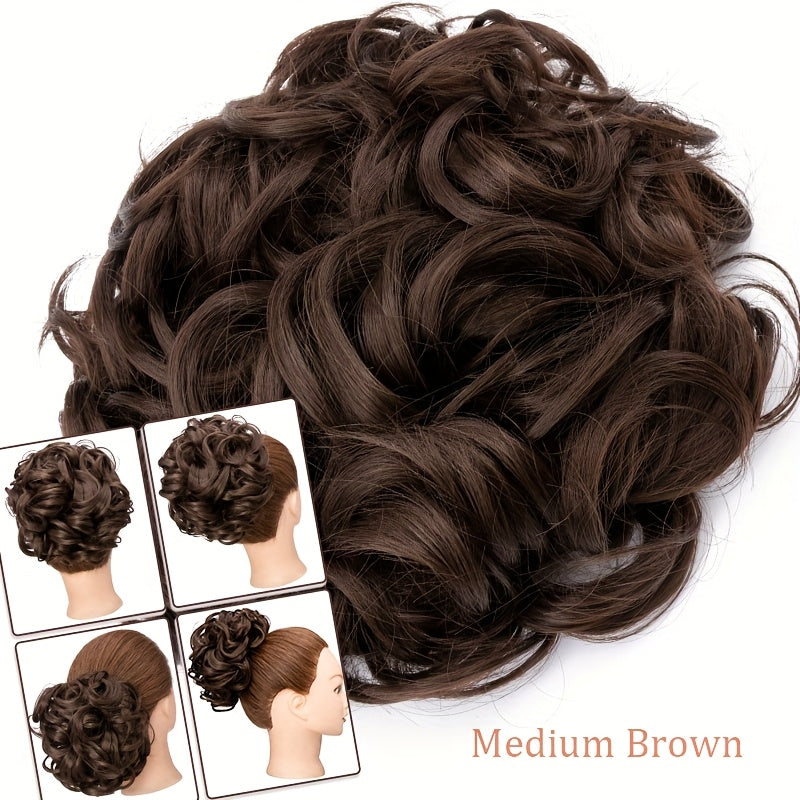 LARGE FULLER THICK Clip-In Curly Chignon Hair Extension | Voluminous Synthetic Updo Piece for Women - Easy Clip-In, High-Temperature Resistant | Perfect for Weddings, Parties, Daily Wear | Available in Brown, Black, Blonde, Hair Clip
