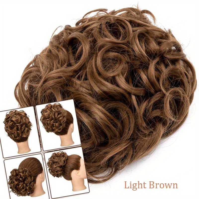 LARGE FULLER THICK Clip-In Curly Chignon Hair Extension | Voluminous Synthetic Updo Piece for Women - Easy Clip-In, High-Temperature Resistant | Perfect for Weddings, Parties, Daily Wear | Available in Brown, Black, Blonde, Hair Clip