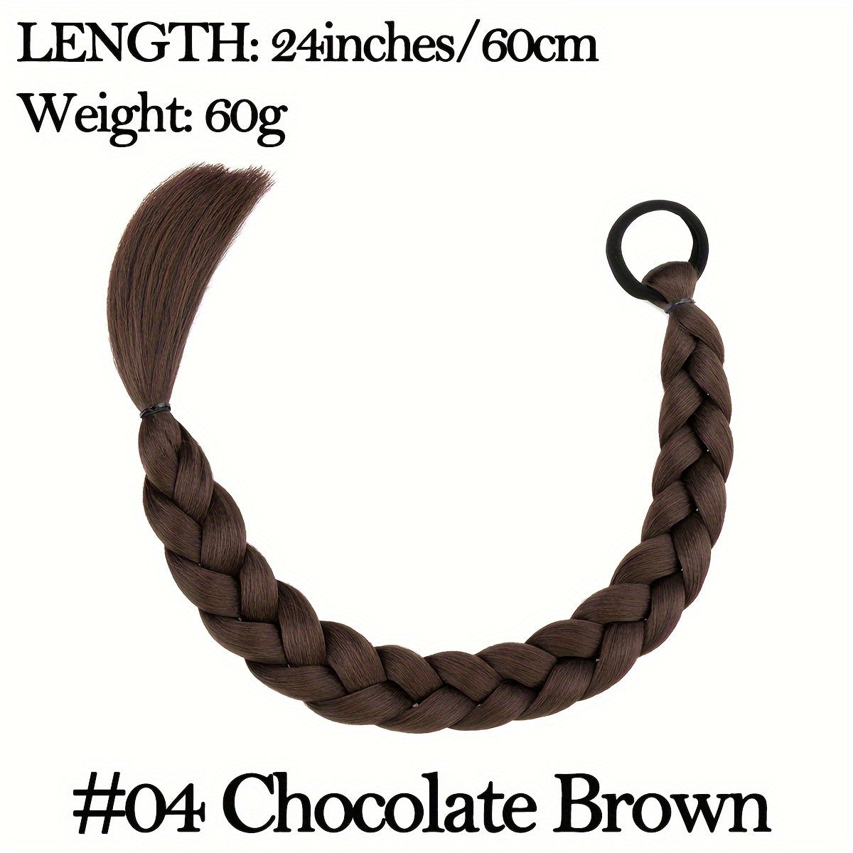 BENEHAIR Long Braid Ponytail Extension With Hair Tie Straight Soft Synthetic Hair Pieces Hair Extensions Braid Pony Tail Fluffy Natural Soft Synthetic Hairpieces For Women Daily Wear, 60.96 cm 1Pcs