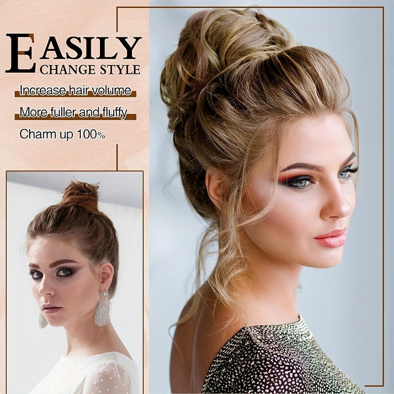 Curly Messy Bun Hair Extension - Easy Stretch, Claw Clip-In Ponytail, Scrunchie Chignon Tray, Soft Hairpieces For Women - Daily, Wedding, Party Use With No Damage, No Shedding, No Tangle Guarantee