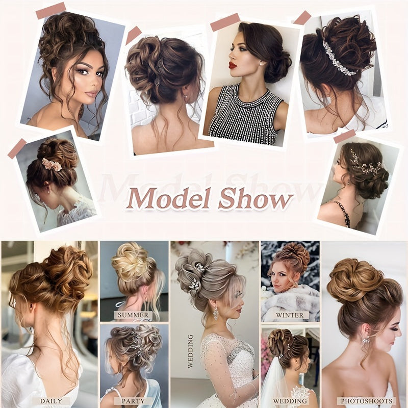 Curly Messy Bun Hair Extension - Easy Stretch, Claw Clip-In Ponytail, Scrunchie Chignon Tray, Soft Hairpieces For Women - Daily, Wedding, Party Use With No Damage, No Shedding, No Tangle Guarantee
