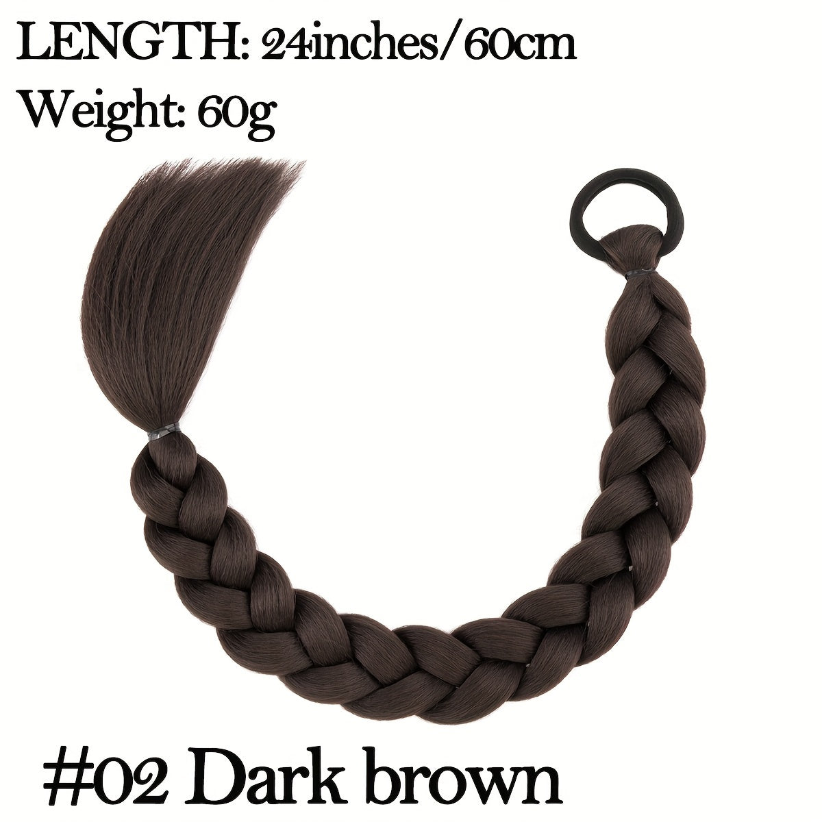 BENEHAIR Long Braid Ponytail Extension With Hair Tie Straight Soft Synthetic Hair Pieces Hair Extensions Braid Pony Tail Fluffy Natural Soft Synthetic Hairpieces For Women Daily Wear, 60.96 cm 1Pcs