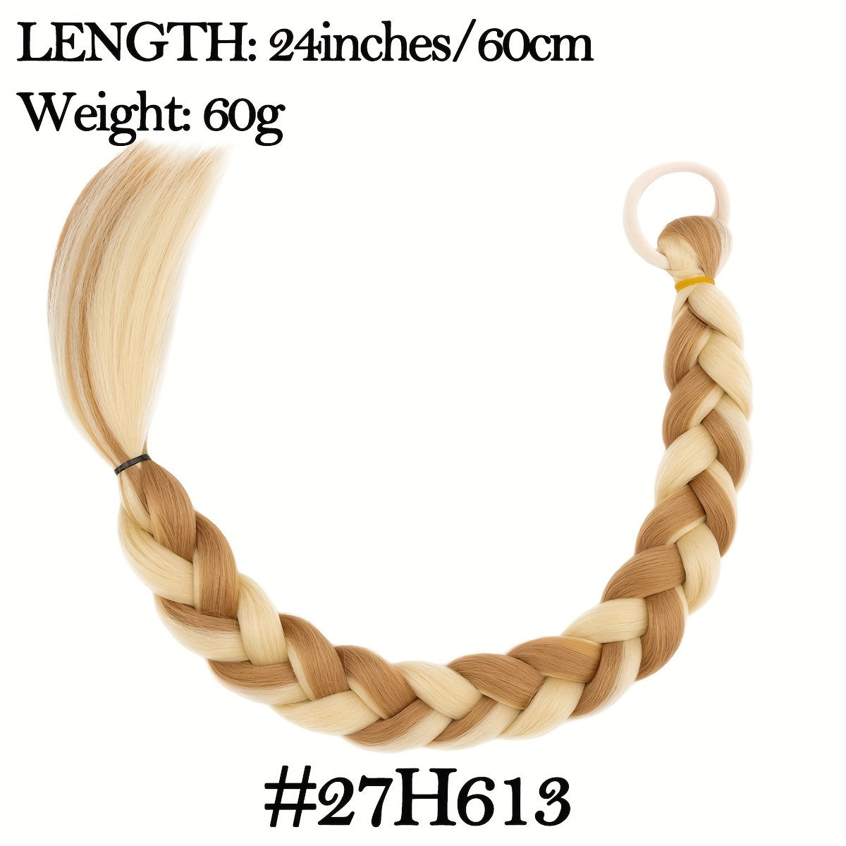 BENEHAIR Long Braid Ponytail Extension With Hair Tie Straight Soft Synthetic Hair Pieces Hair Extensions Braid Pony Tail Fluffy Natural Soft Synthetic Hairpieces For Women Daily Wear, 60.96 cm 1Pcs
