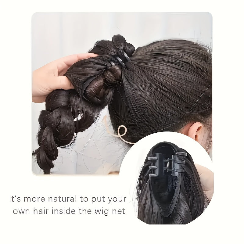 Synthetic High Ponytail Braid Extension, Clip-in Half-Tied Long Curly Hairpiece, Natural Fluffy New Chinese Style Braided Twist, High-Temperature Fiber, Safe Clips for All Hair Type