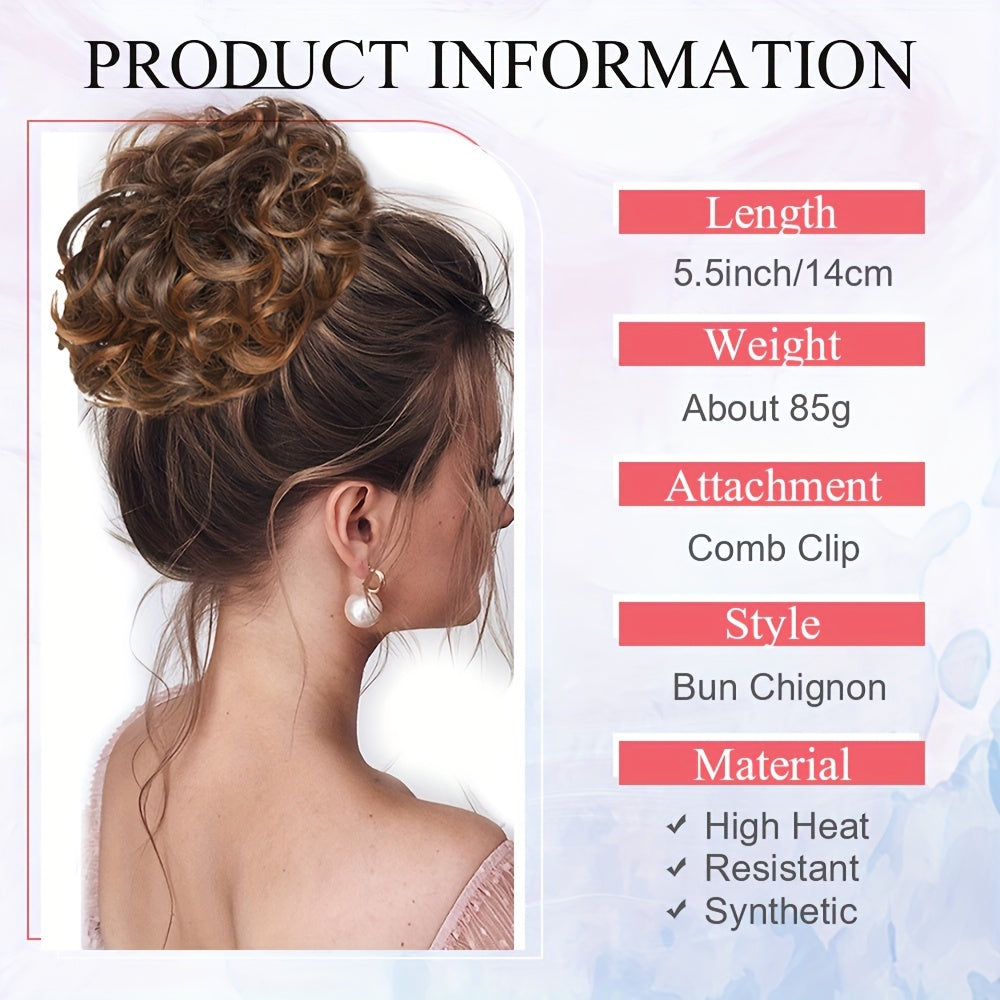 LARGE FULLER THICK Clip-In Curly Chignon Hair Extension | Voluminous Synthetic Updo Piece for Women - Easy Clip-In, High-Temperature Resistant | Perfect for Weddings, Parties, Daily Wear | Available in Brown, Black, Blonde, Hair Clip