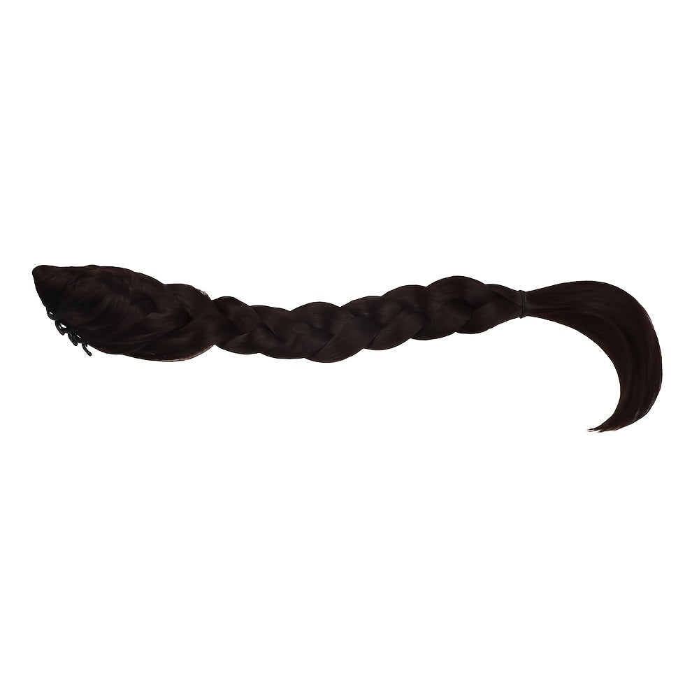 Synthetic High Ponytail Braid Extension, Clip-in Half-Tied Long Curly Hairpiece, Natural Fluffy New Chinese Style Braided Twist, High-Temperature Fiber, Safe Clips for All Hair Type