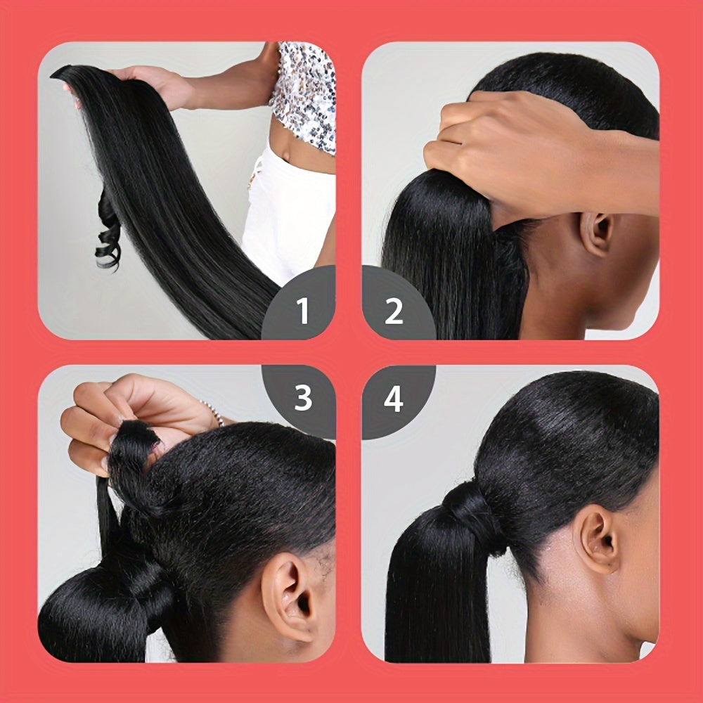 ISIGROSI Handcrafted Twist Braid Ponytail Extension - Versatile Fishbone Style for Women, Easy Wrap-Around Design
