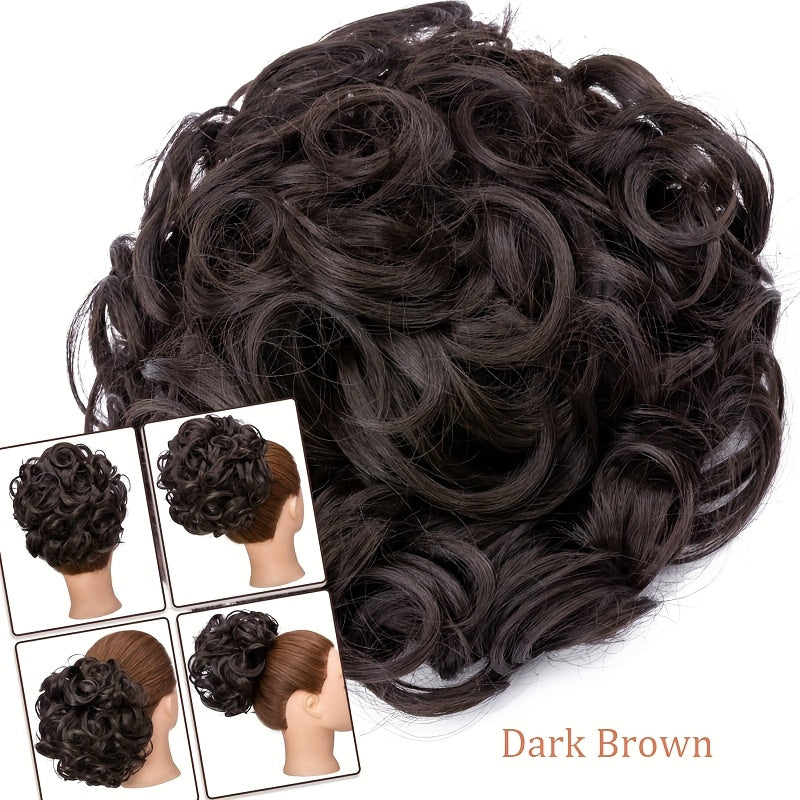 LARGE FULLER THICK Clip-In Curly Chignon Hair Extension | Voluminous Synthetic Updo Piece for Women - Easy Clip-In, High-Temperature Resistant | Perfect for Weddings, Parties, Daily Wear | Available in Brown, Black, Blonde, Hair Clip