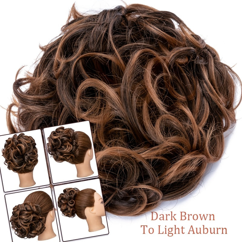 LARGE FULLER THICK Clip-In Curly Chignon Hair Extension | Voluminous Synthetic Updo Piece for Women - Easy Clip-In, High-Temperature Resistant | Perfect for Weddings, Parties, Daily Wear | Available in Brown, Black, Blonde, Hair Clip