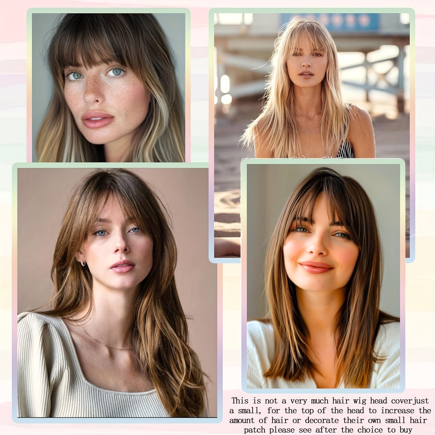 Clip in Bangs Bangs with Hair, 360° Cover Clip in Bangs Hair Clip in Hair Extensions, Blonde with Dark Root Hair Bangs for Women French Bangs with Hairpieces Clip in Bangs for Daily Wear