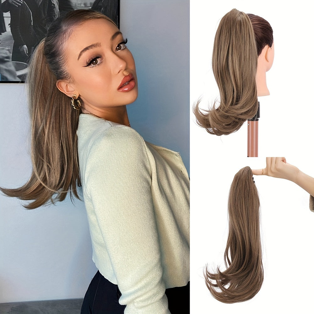 Claw Clip In Ponytail Hair Extensions Ponytail Extension Light Golden Brown Curly Ponytail Hair Extension For Women Heat Resistant Synthetic Hairpieces Ponytail For Girl Daily Party Use 35.56cm Wig Hair Accessories