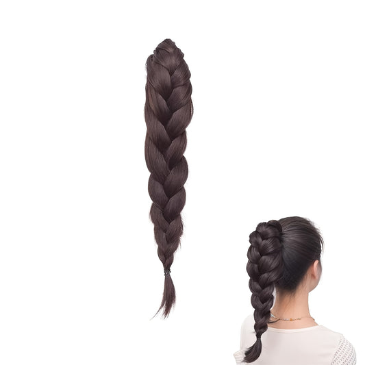 Synthetic High Ponytail Braid Extension, Clip-in Half-Tied Long Curly Hairpiece, Natural Fluffy New Chinese Style Braided Twist, High-Temperature Fiber, Safe Clips for All Hair Type