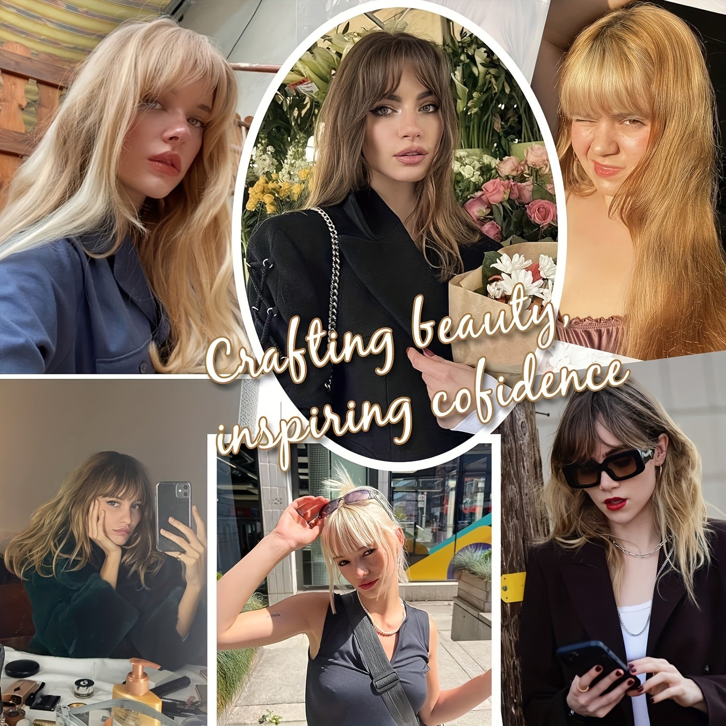 Clip in Bangs Bangs with Hair, 360° Cover Clip in Bangs Hair Clip in Hair Extensions, Blonde with Dark Root Hair Bangs for Women French Bangs with Hairpieces Clip in Bangs for Daily Wear