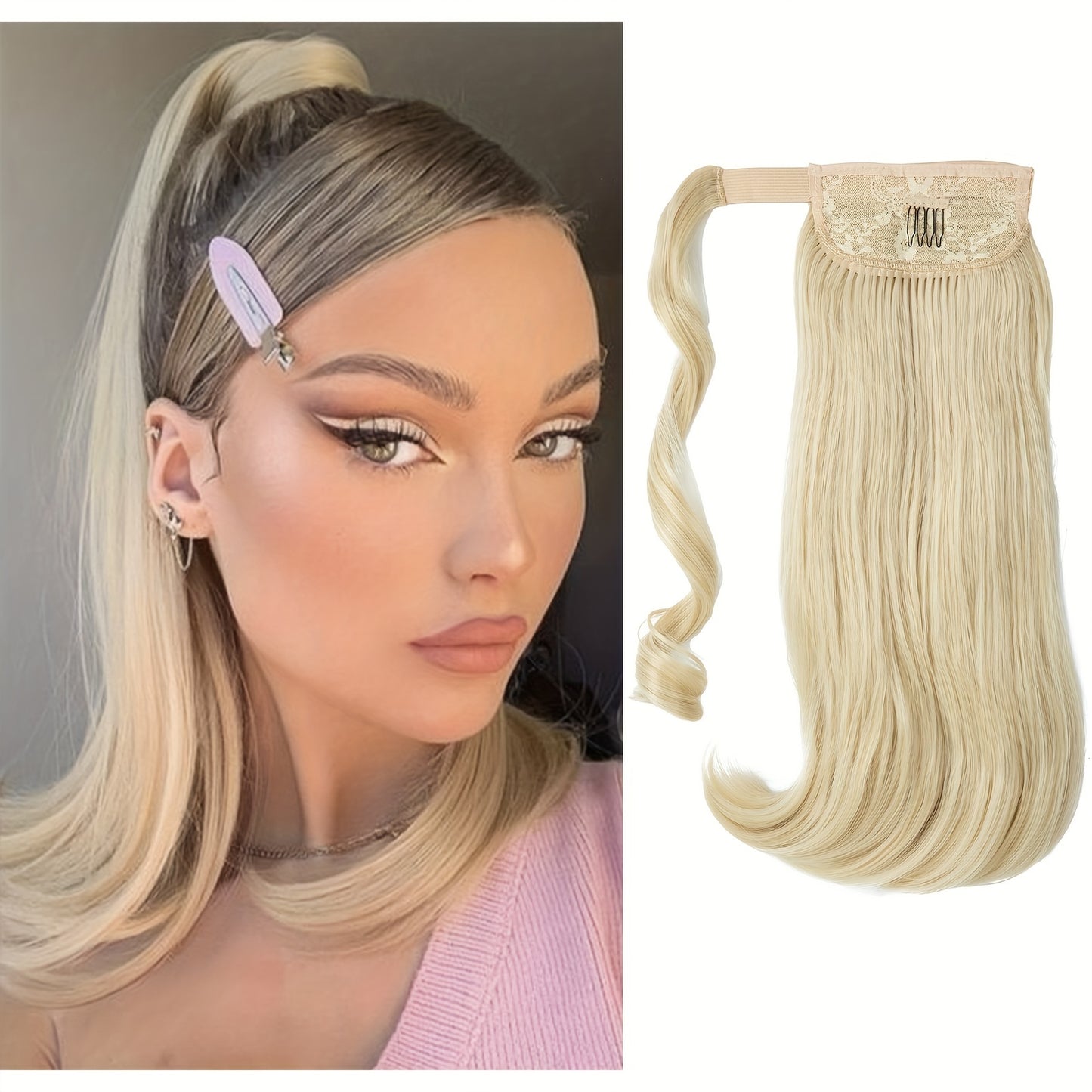 Straight Hair Ponytail Extension with Combs - SARLA Brand - Suitable for White Women - Stylish and Durable