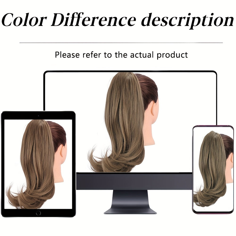 Claw Clip In Ponytail Hair Extensions Ponytail Extension Light Golden Brown Curly Ponytail Hair Extension For Women Heat Resistant Synthetic Hairpieces Ponytail For Girl Daily Party Use 35.56cm Wig Hair Accessories