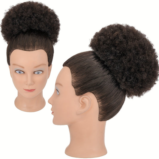 100% Human Hair Afro Hair Extensions Ponytail Hairpieces Drawstring Hairpieces Short Curly Afro Hairpieces 25.4 cm Large Net