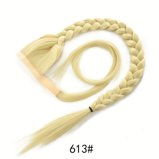 ISIGROSI Handcrafted Twist Braid Ponytail Extension - Versatile Fishbone Style for Women, Easy Wrap-Around Design