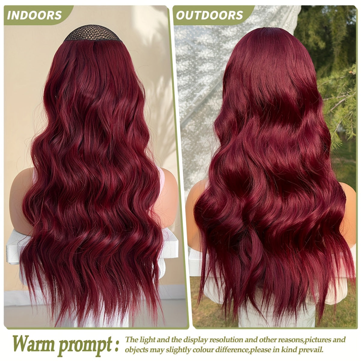 4pcs, 22 Inch Wine Red Color Clip in Hair Extensions 4pcs Black Brown Thick Highlighted Hairpieces Long Wave Clip in Hair Pieces Full Head Synthetic Hair Extension for Women