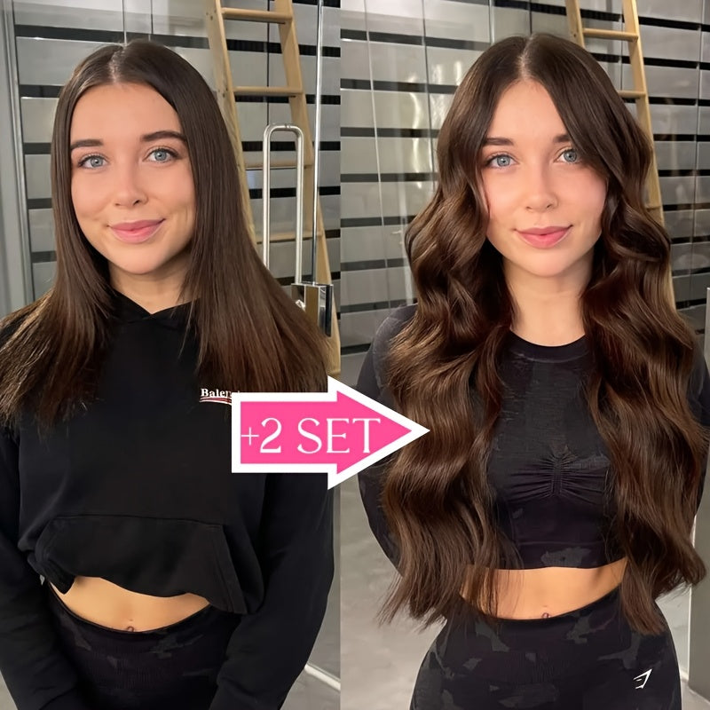 8pcs Clip In 100% Remy Human Hair Extensions Full Head Long Short Standard Wefts Soft & Natural Hair Extensions 16Inch-24Inch Black Brown Real Hair Extensions 65g-80g